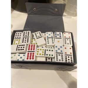 Vintage Cardinal Domino Set 88 Tiles Color Dot Pips Original Case Game Nostalgic